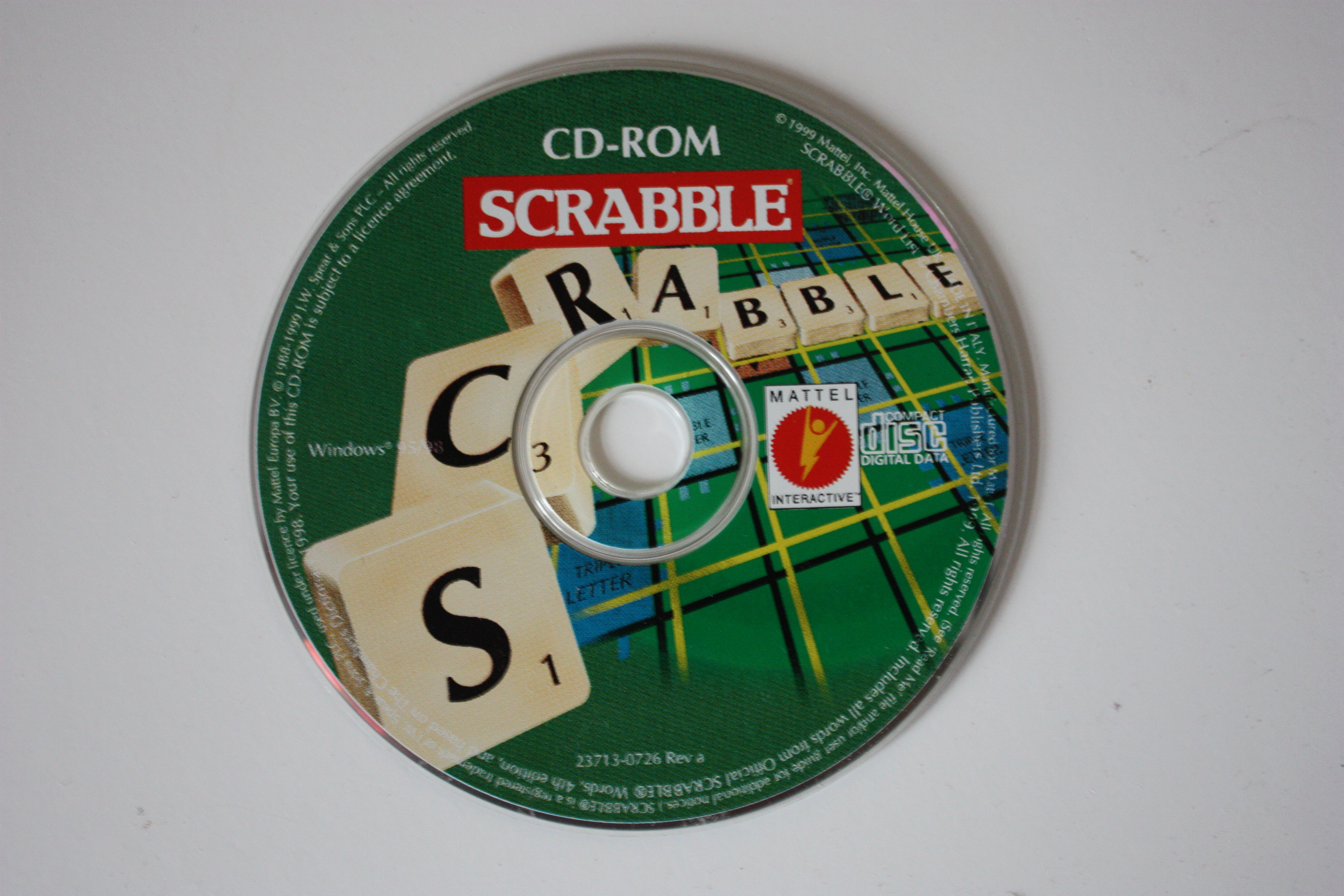 Image of the actual Scrabble disc. A truncated version of said image is on the CD's page on the Internet Archive.